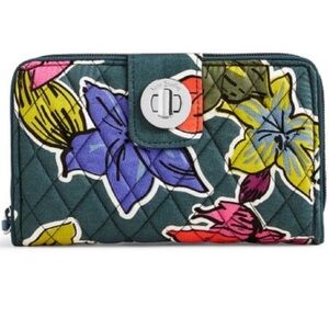 Vera Bradley Falling Flowers RFID Turnlock Wallet
